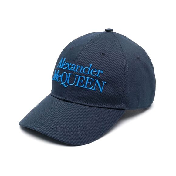 Alexander McQueen Mens Signature Baseball Cap Large Navy &...